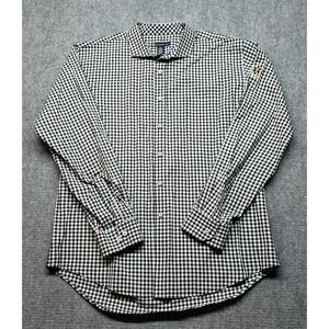 Oxford Golf Button Up Shirt Mens Size 2XL Black White Check Cotton Long Sleeve